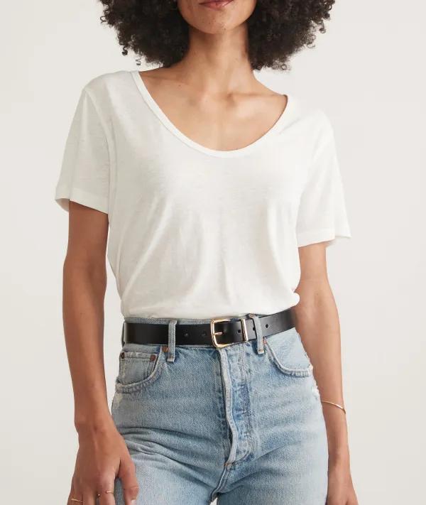 Crisp White Scoop Neck Tee