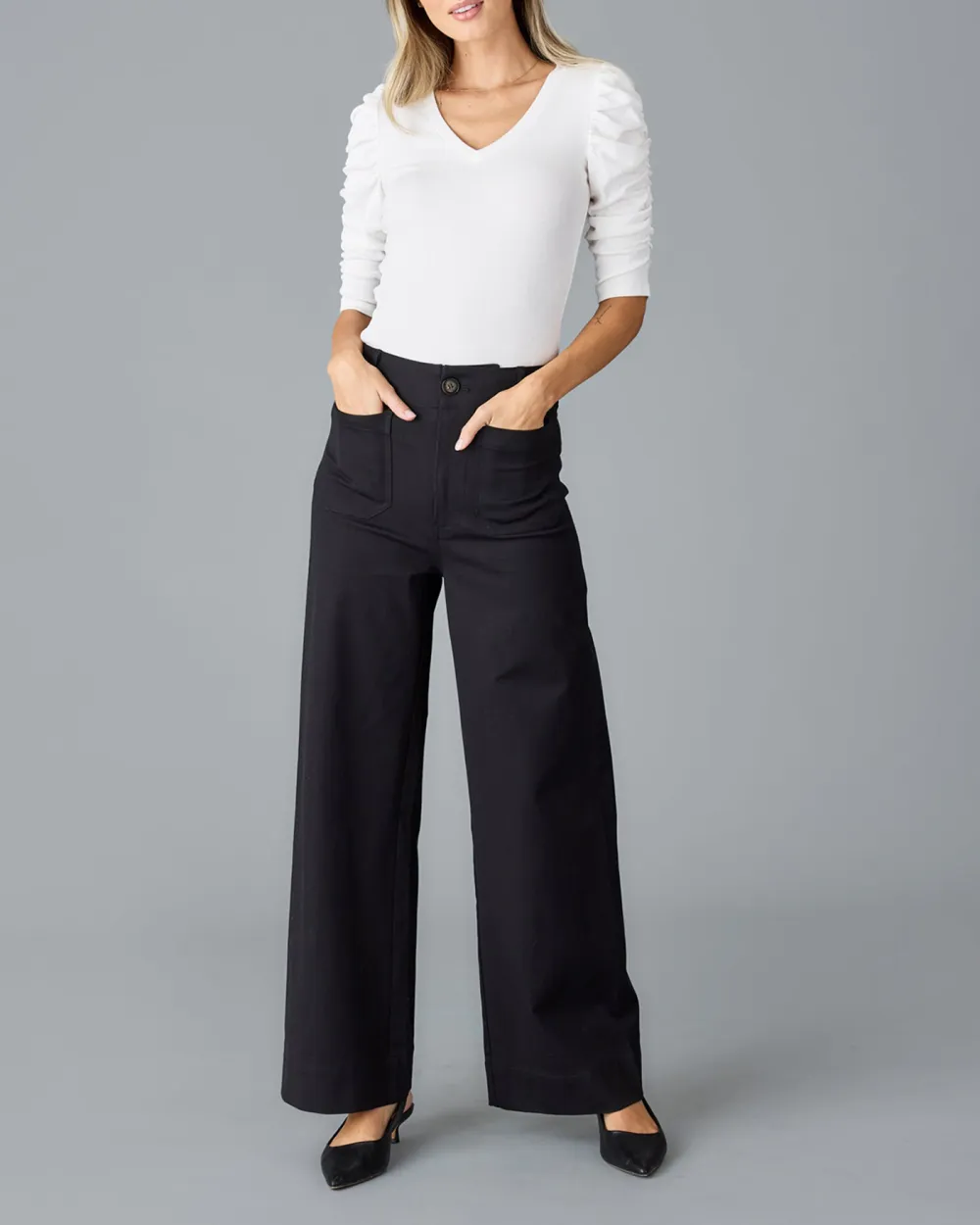 Black High Waisted Wide Leg Trouser
