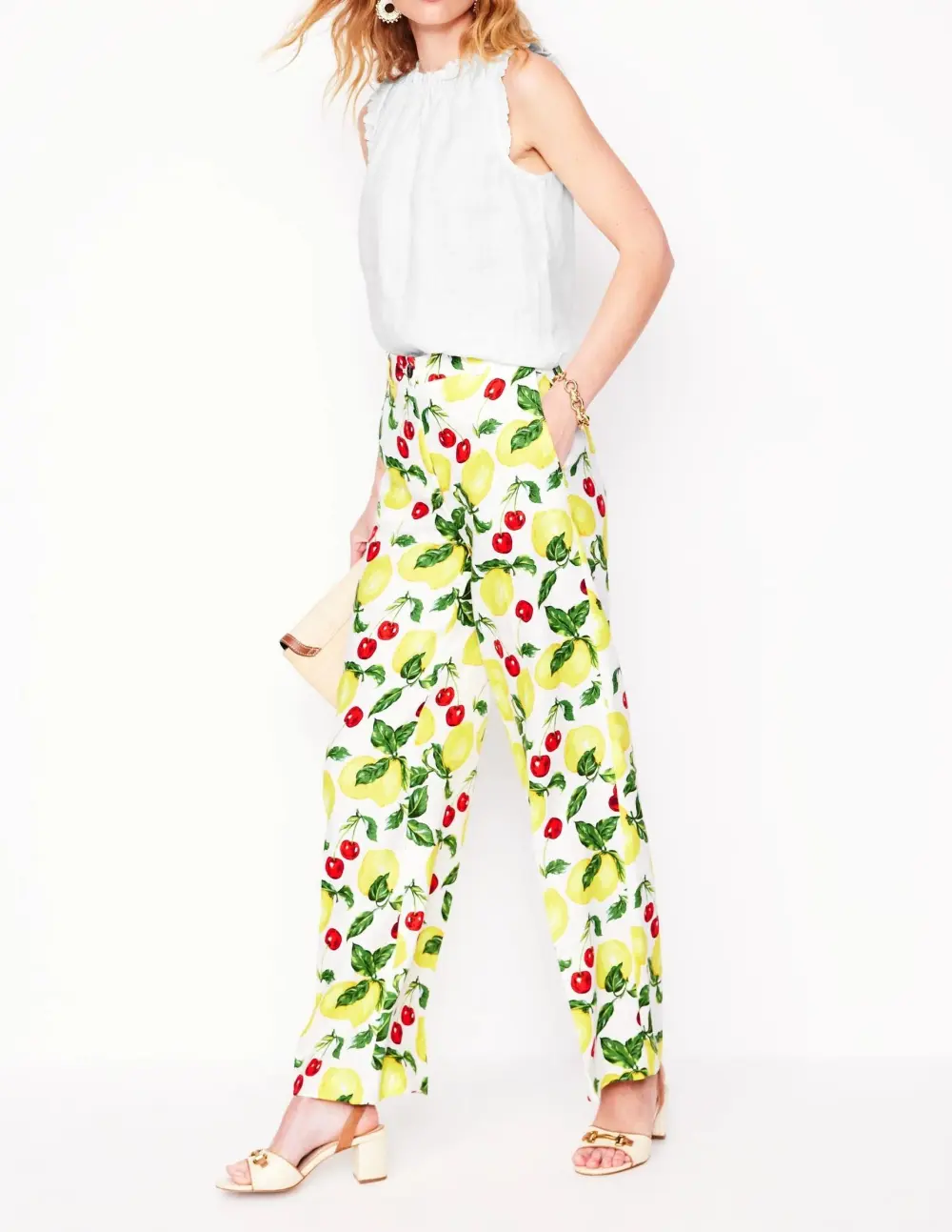 White Ruffled Linen Sleeveless Top