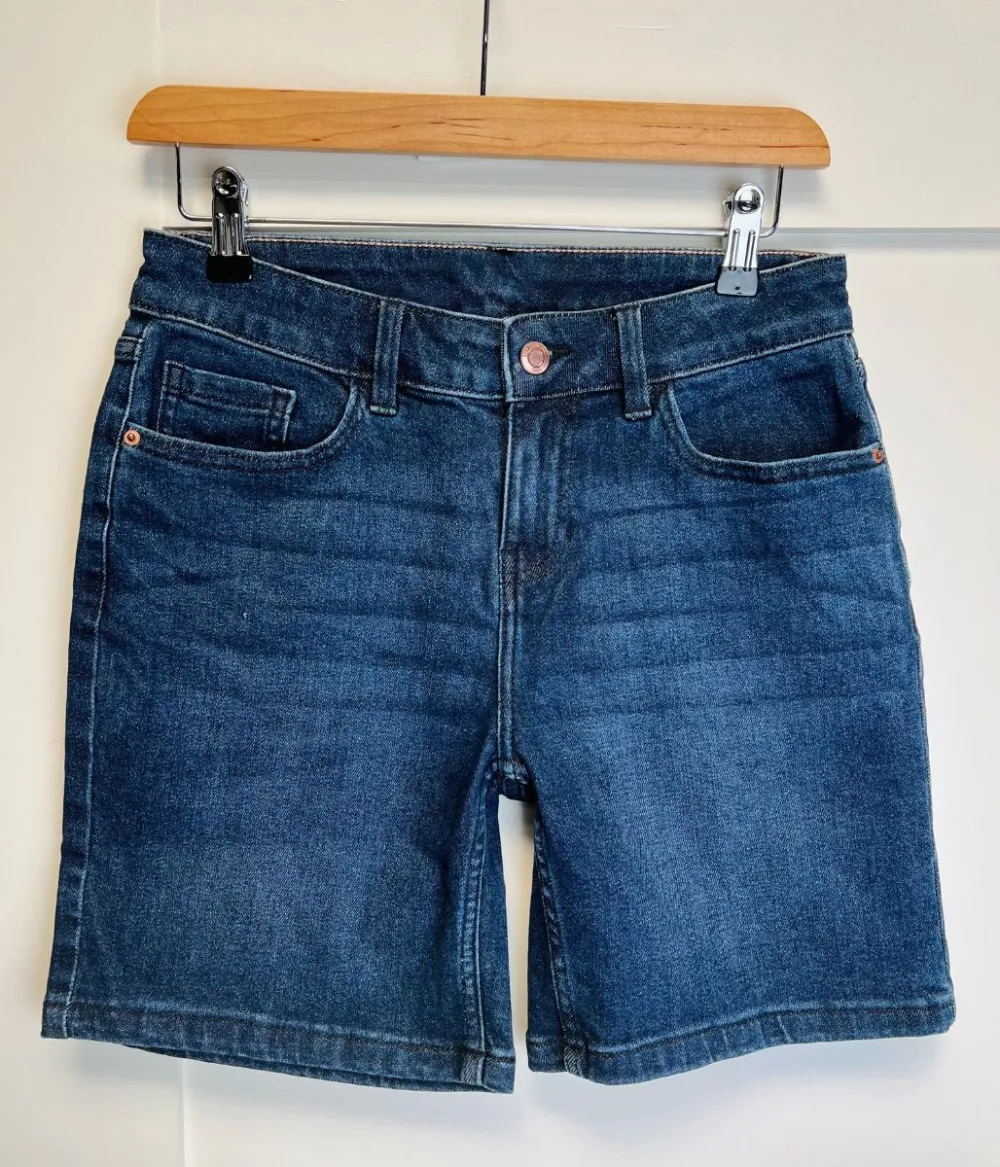 Inky Blue Denim Mid Length Boy Shorts