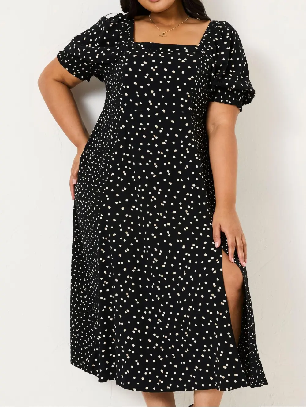 Black Floral Milkmaid Midi Dress