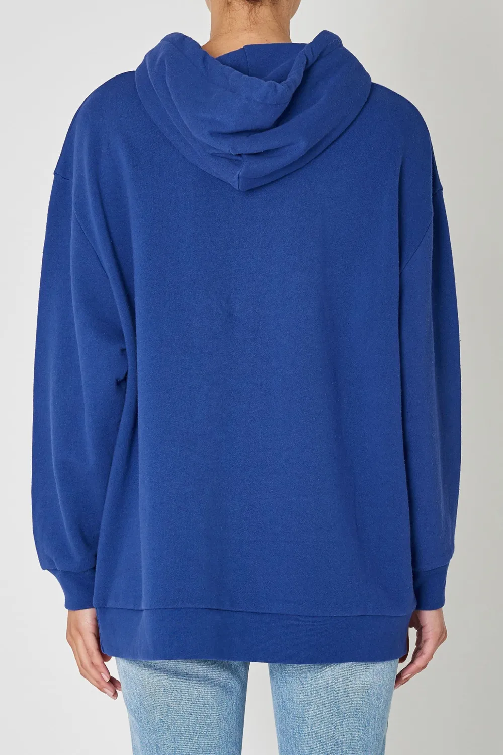 Simlple Daily Breathable Blue Loose Hoodie