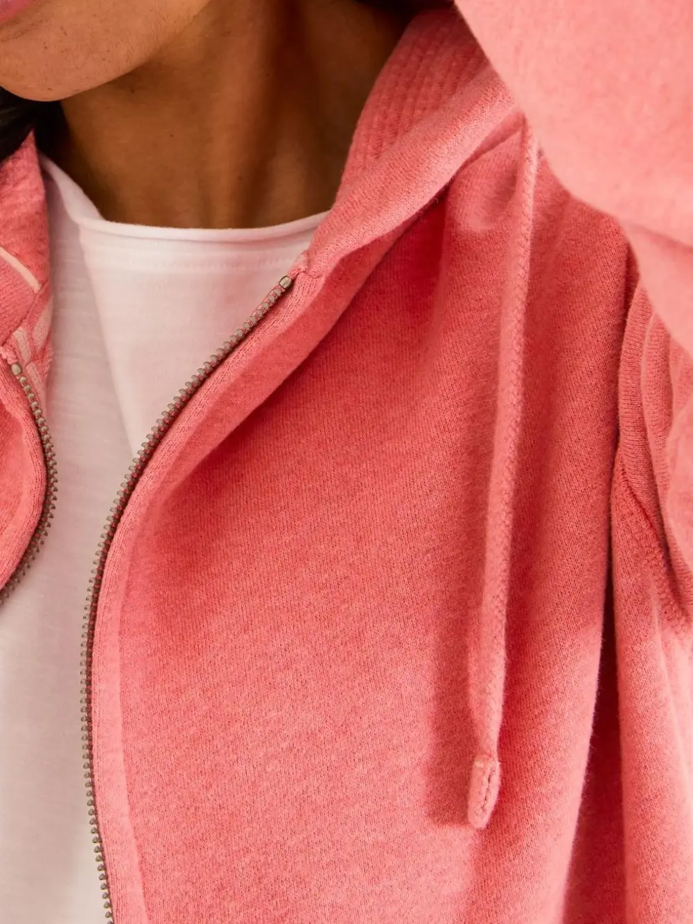 Blush Pink Zip Through Hoodie
