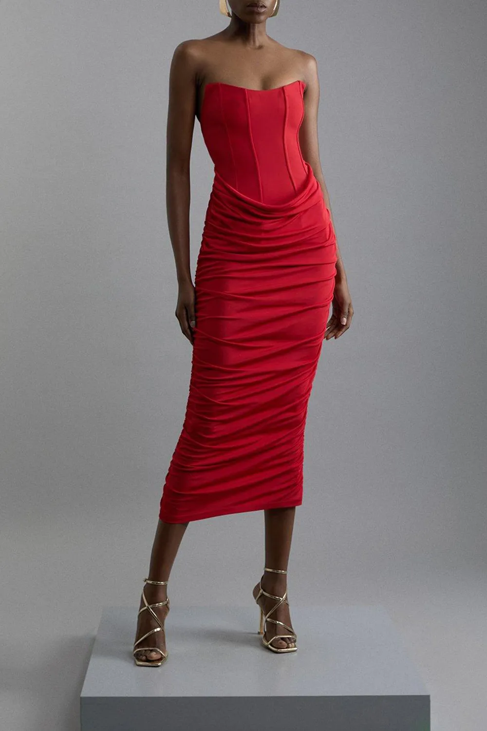 Premium Viscose Jersey Corset Midi Dress