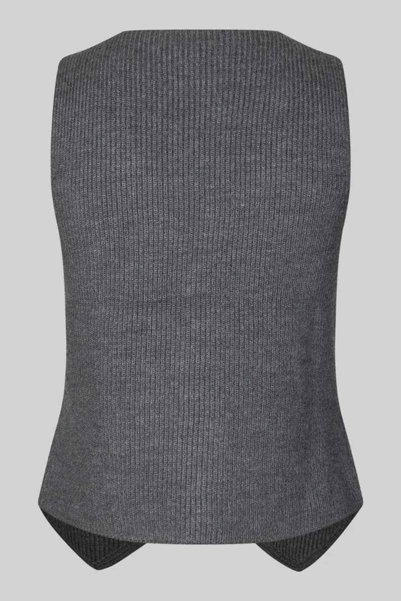 Grey V-Neck Buttoned Knit Waistcoats