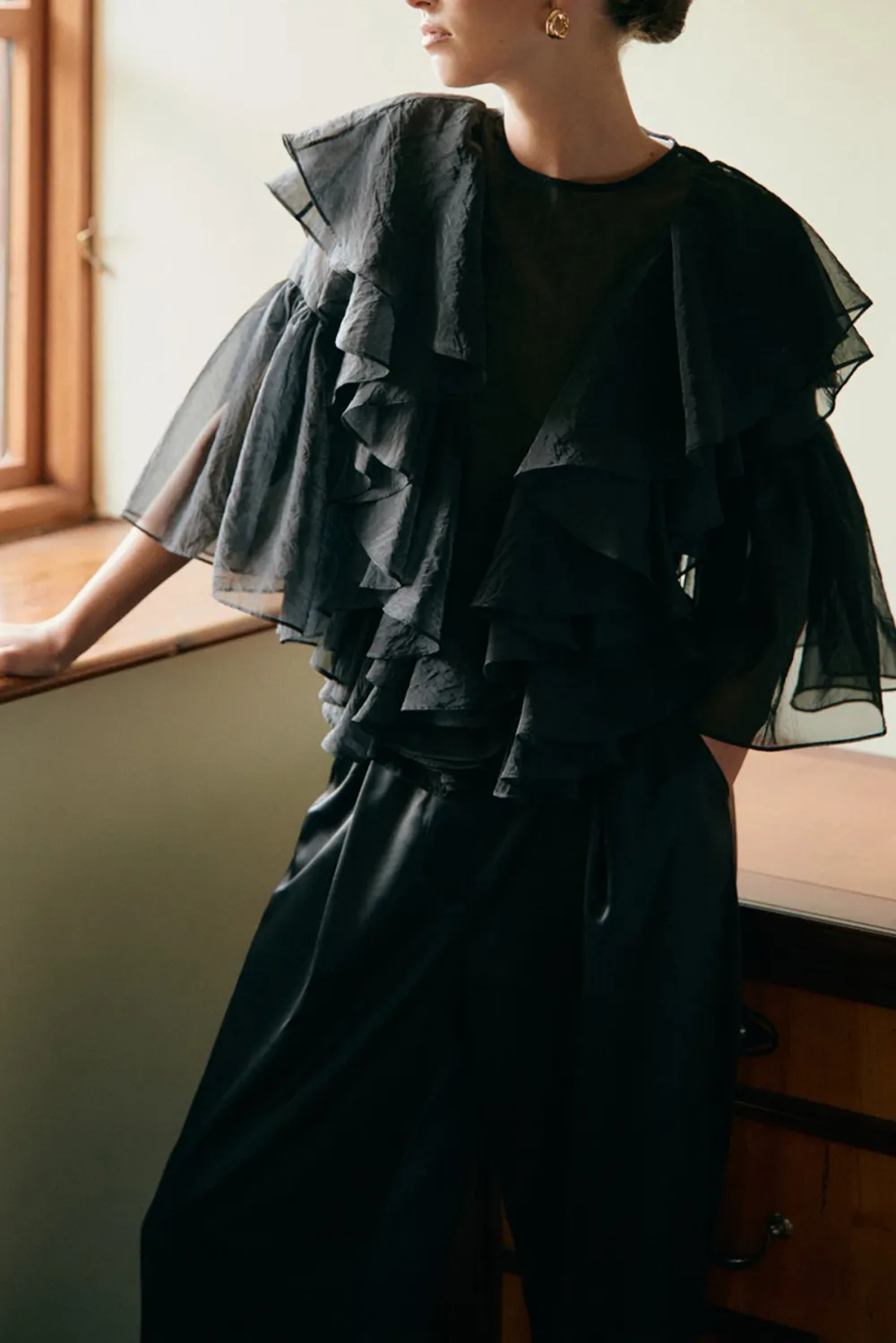 Ruffled Organza Blouse