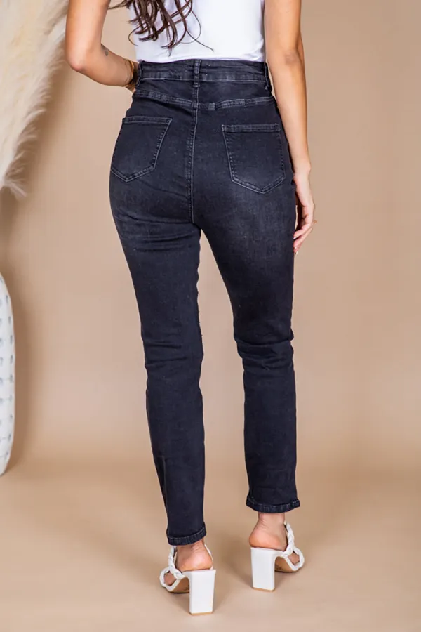 Black Vintage Straight Leg Jeans