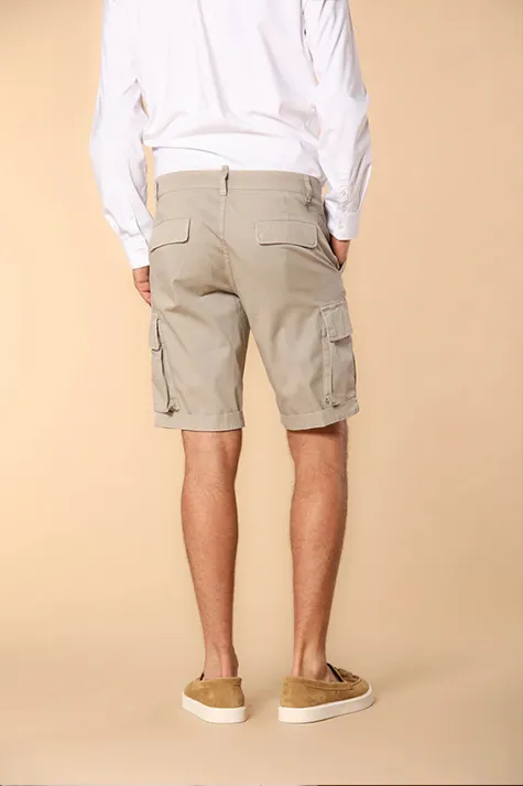 Light Beige Slim Fit Men'S Cotton Shorts