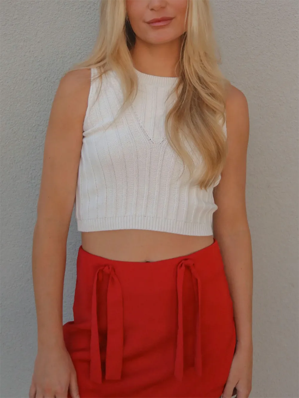 High Neck Cropped Knit Top