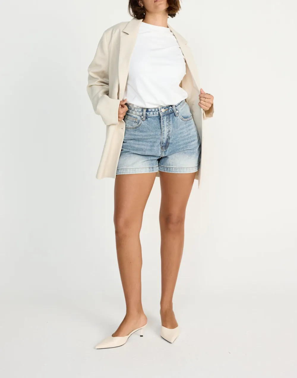 Women's High Waist Stretch Denim Shorts