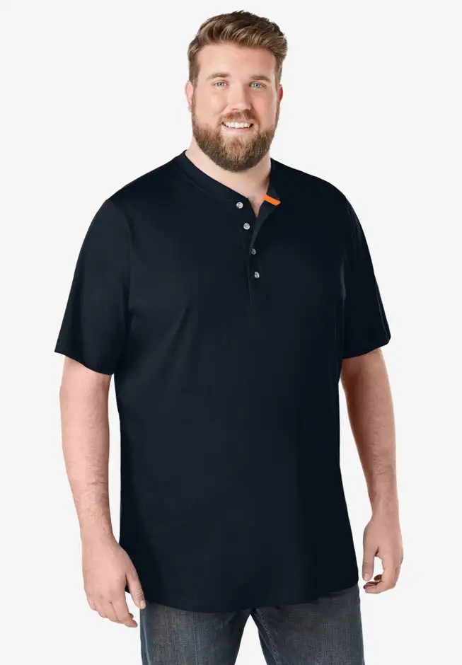 Shrink-Less Lightweight Henley T-Shirt