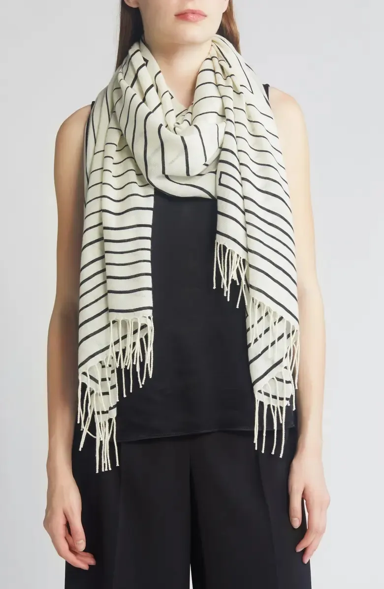 Printed Wool & Cashmere Wrap Scarf