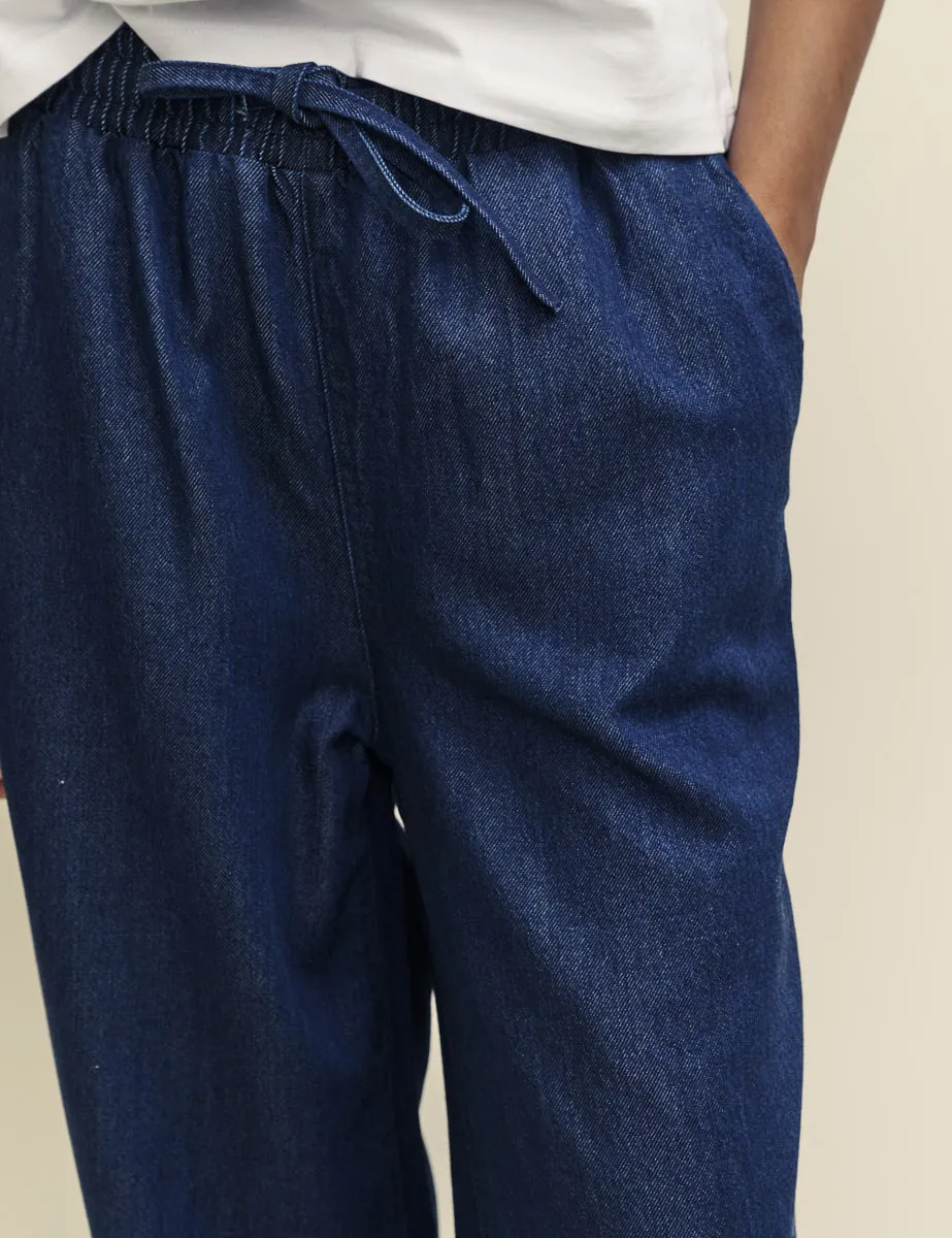 Dark Wash Denim High Rise Wide Leg Jeans