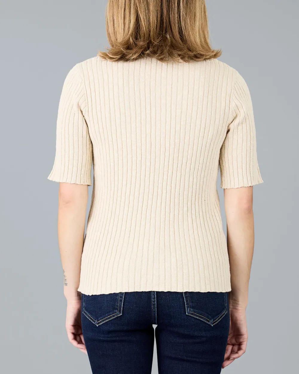 Cream Colored Button Up Knit Top