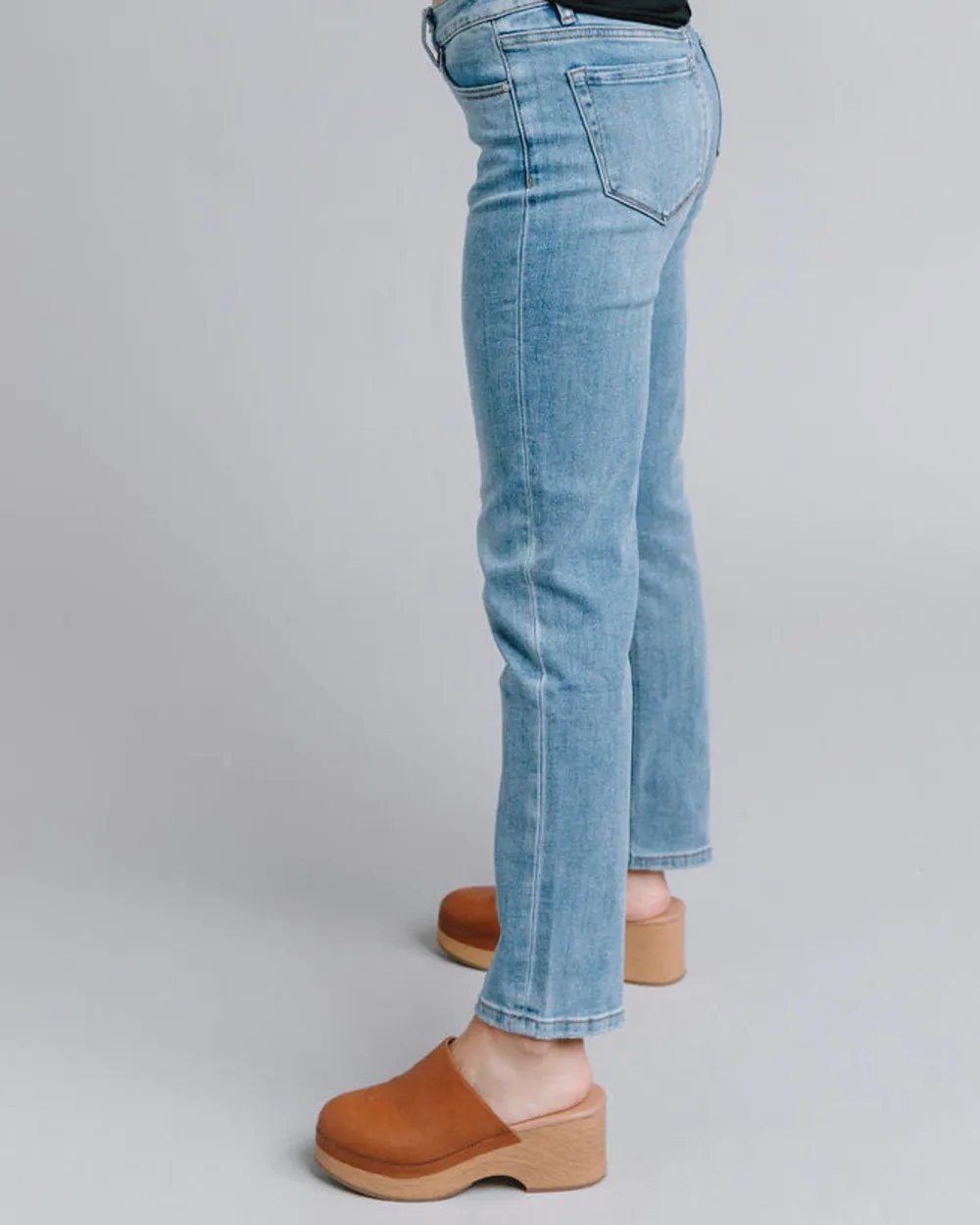 Light Wash Mid Rise Straight Jean