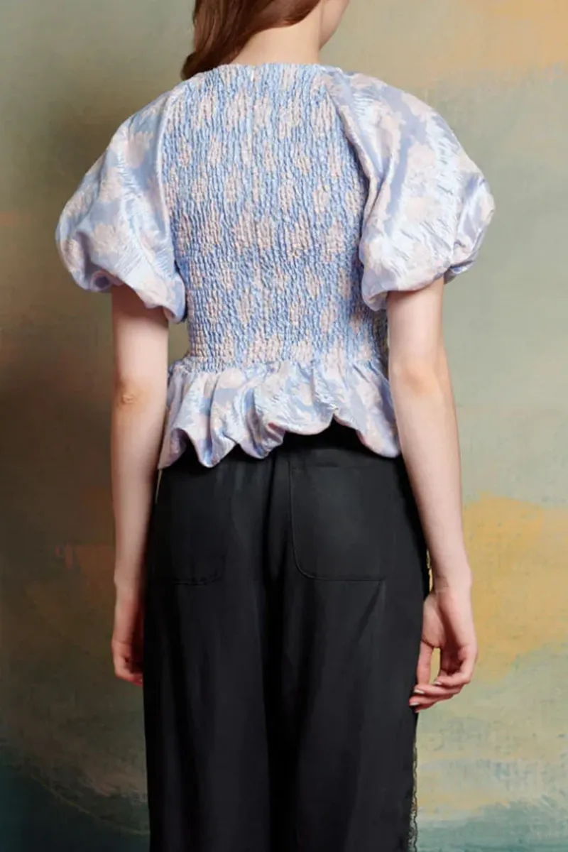 Bow Detailed Peplum Hem Tops