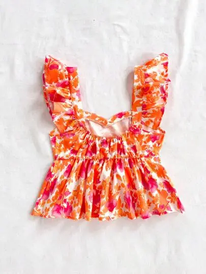 Floral Cap Sleeve Vacation Shirt