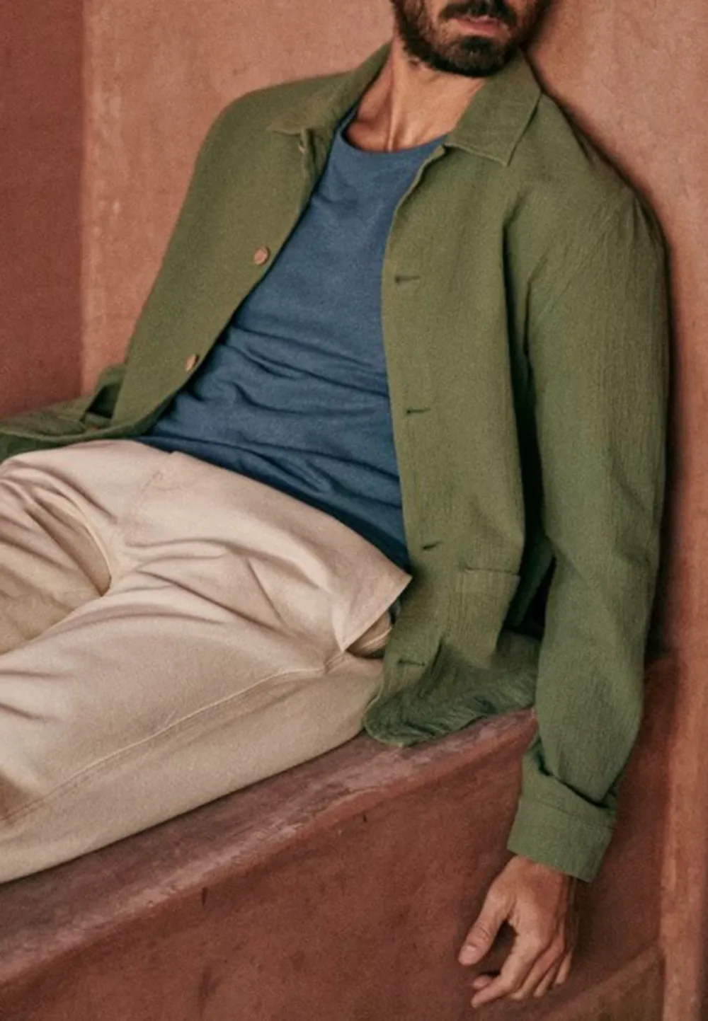 Coton Texture Jacket-Green