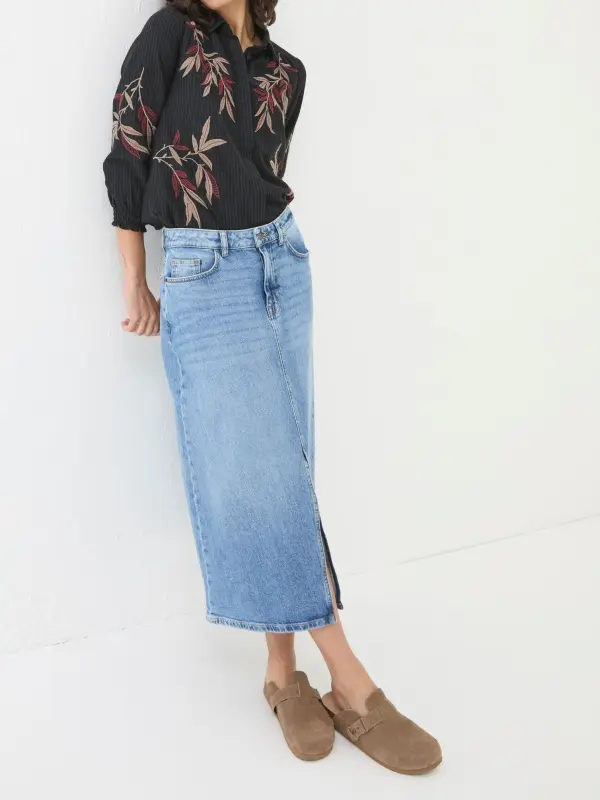 Black Plants Printed Button Shirt