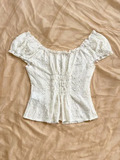Boho Lace Tie-Front Top