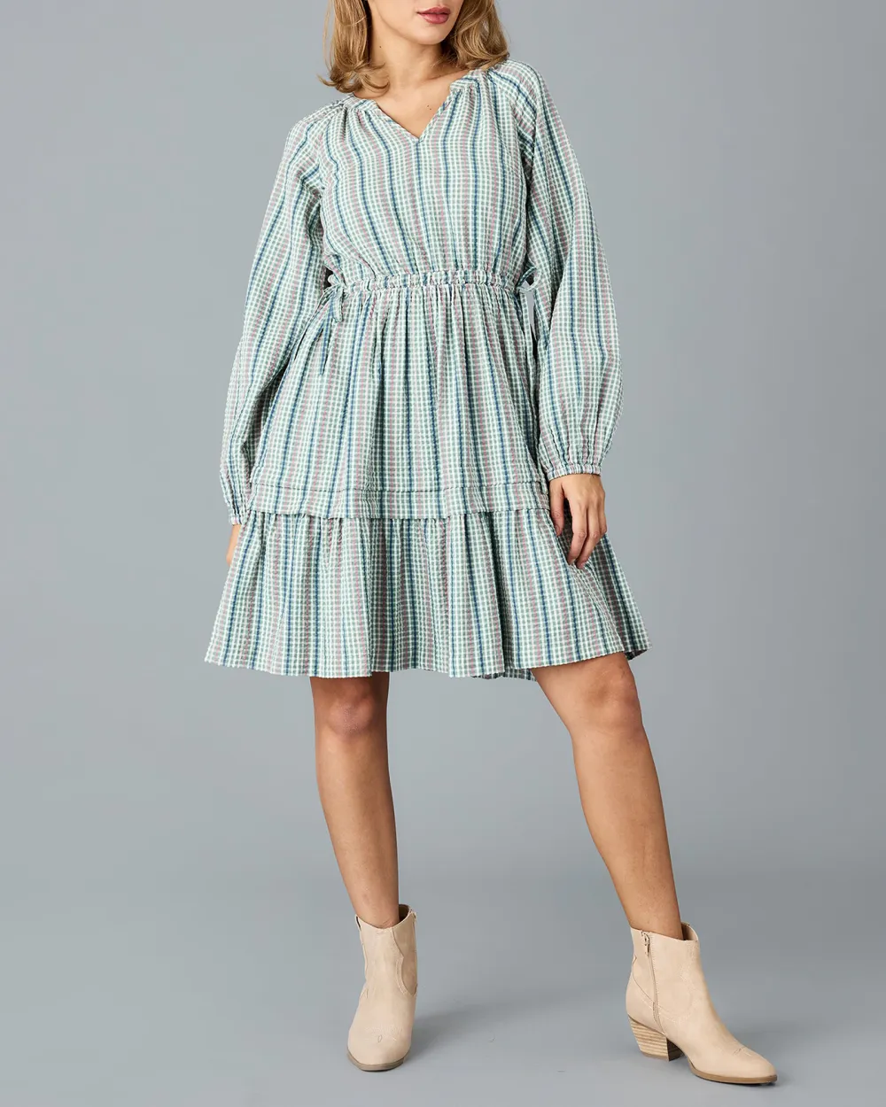 Light Colored Checkered Dress