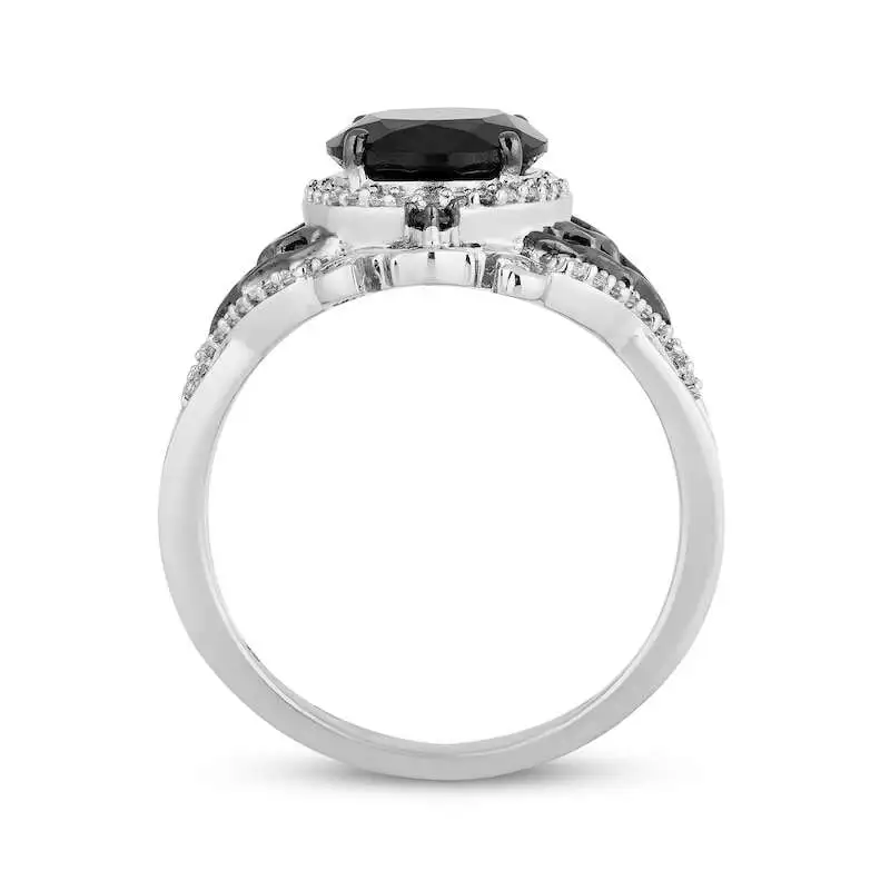 Disney Treasures The Nightmare Before Christmas Black Onyx & Diamond Ring 1/5 ct tw Sterling Silver