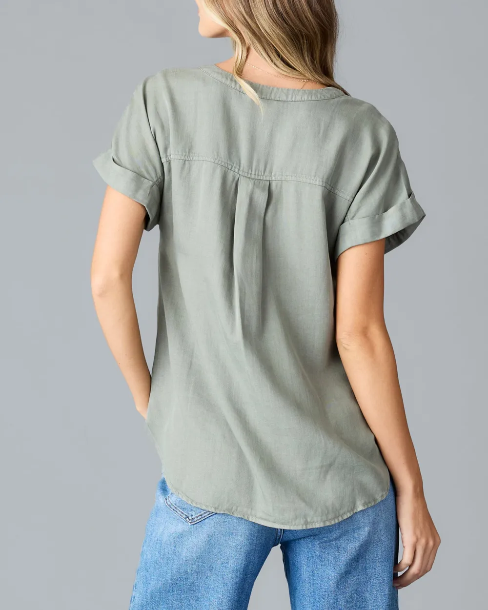 Relaxed Fit Sage Green Henley Shirt