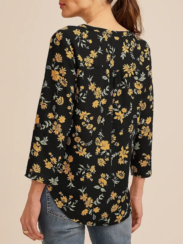 Floral Print Casual Blouse