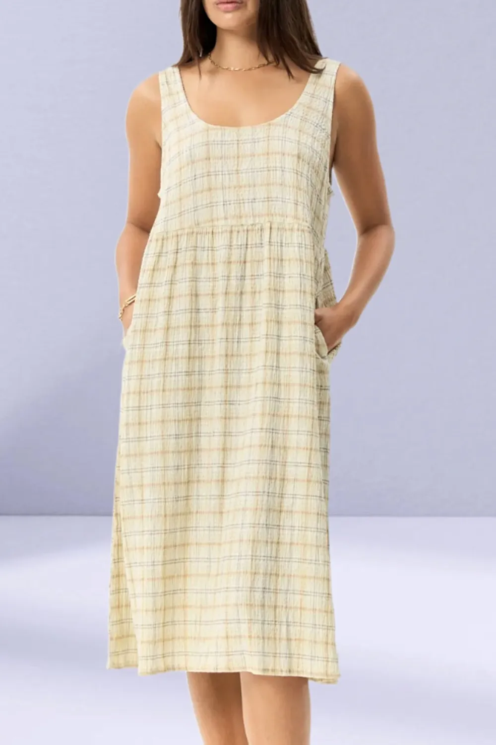 Tank Check Daily Loose Simple Plaid Dresses