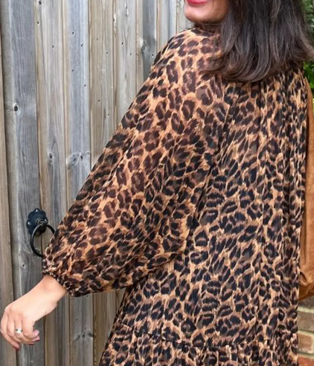 Leopard Print Tiered Dress