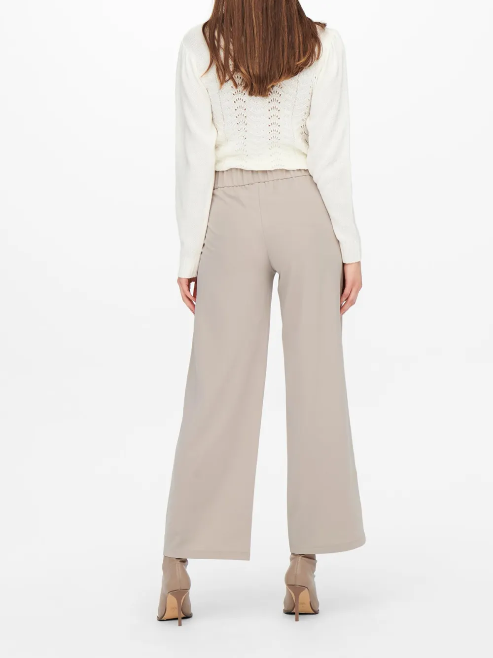 Wide-Leg Smooth Fabric Casual Style Pants