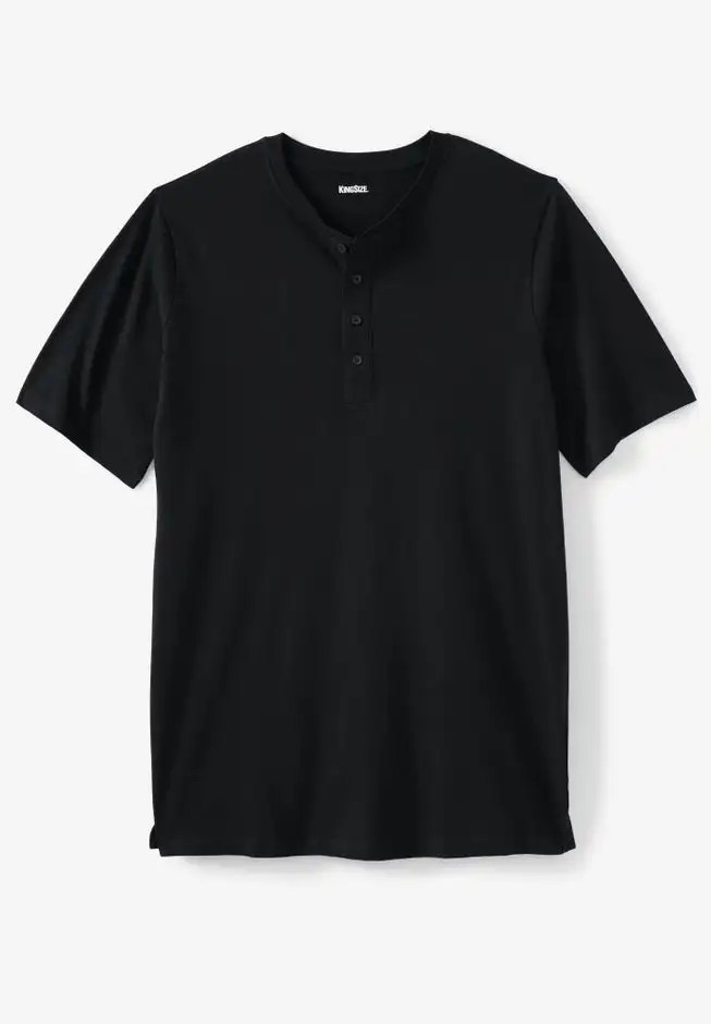 Shrink-Less Longer Length Lightweight Henley T-Shirt