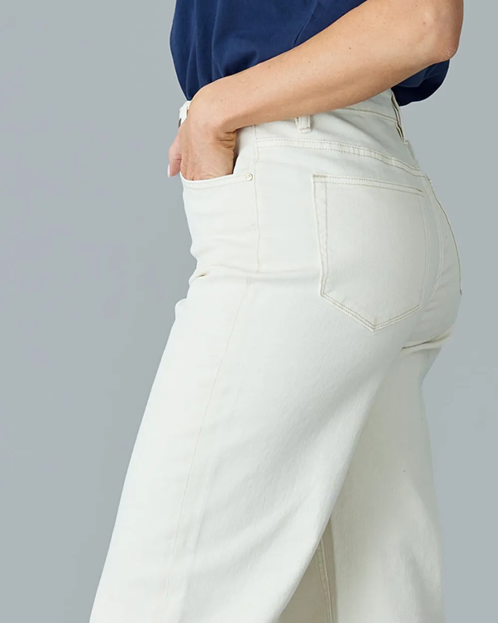 Ecru Wide Leg Jean