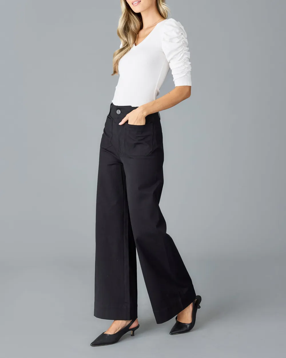 Black High Waisted Wide Leg Trouser