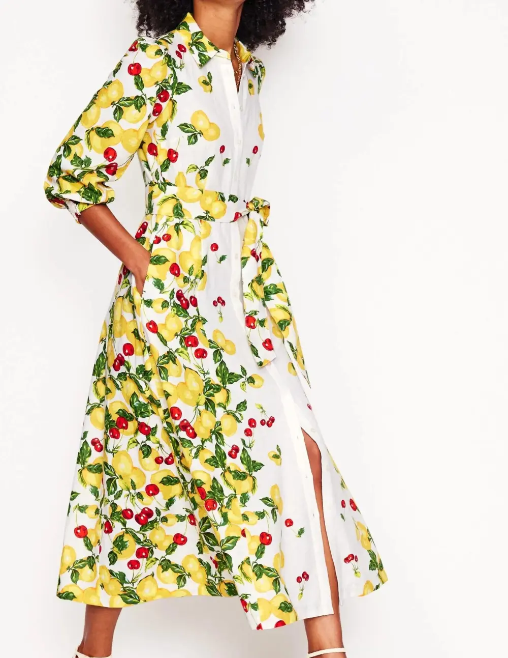 White Lemon - Print Wrap Shirt Dress