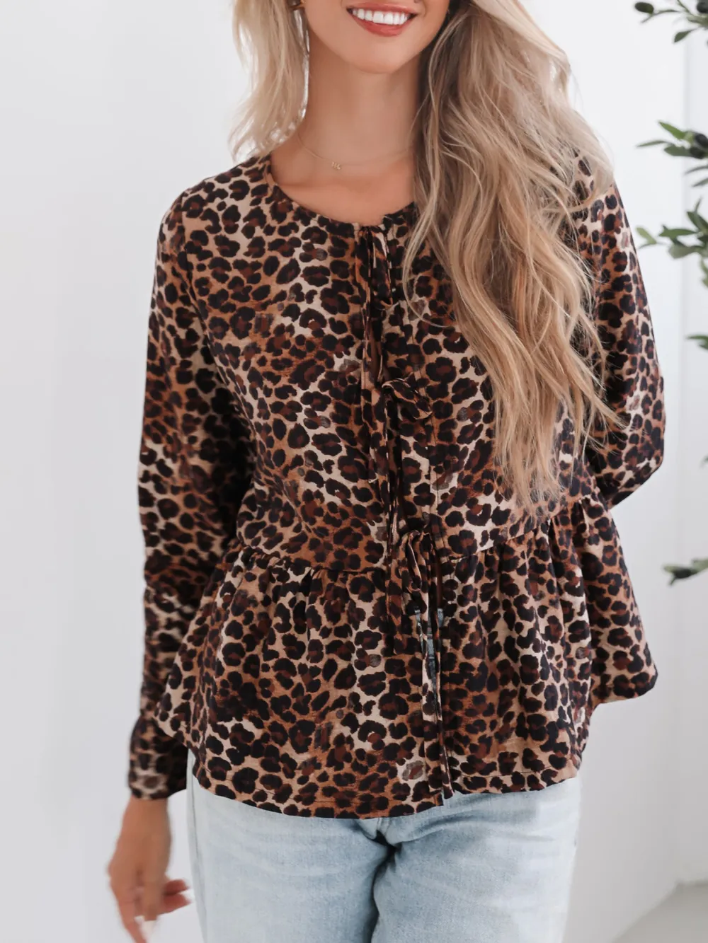 Brown Leopard Print Top
