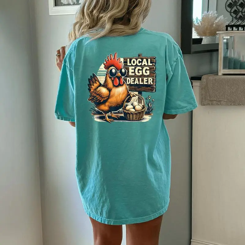 Local Egg Dealer Chicken Farmer Farm Chicken Women's Oversized Comfort T-Shirt Back Print