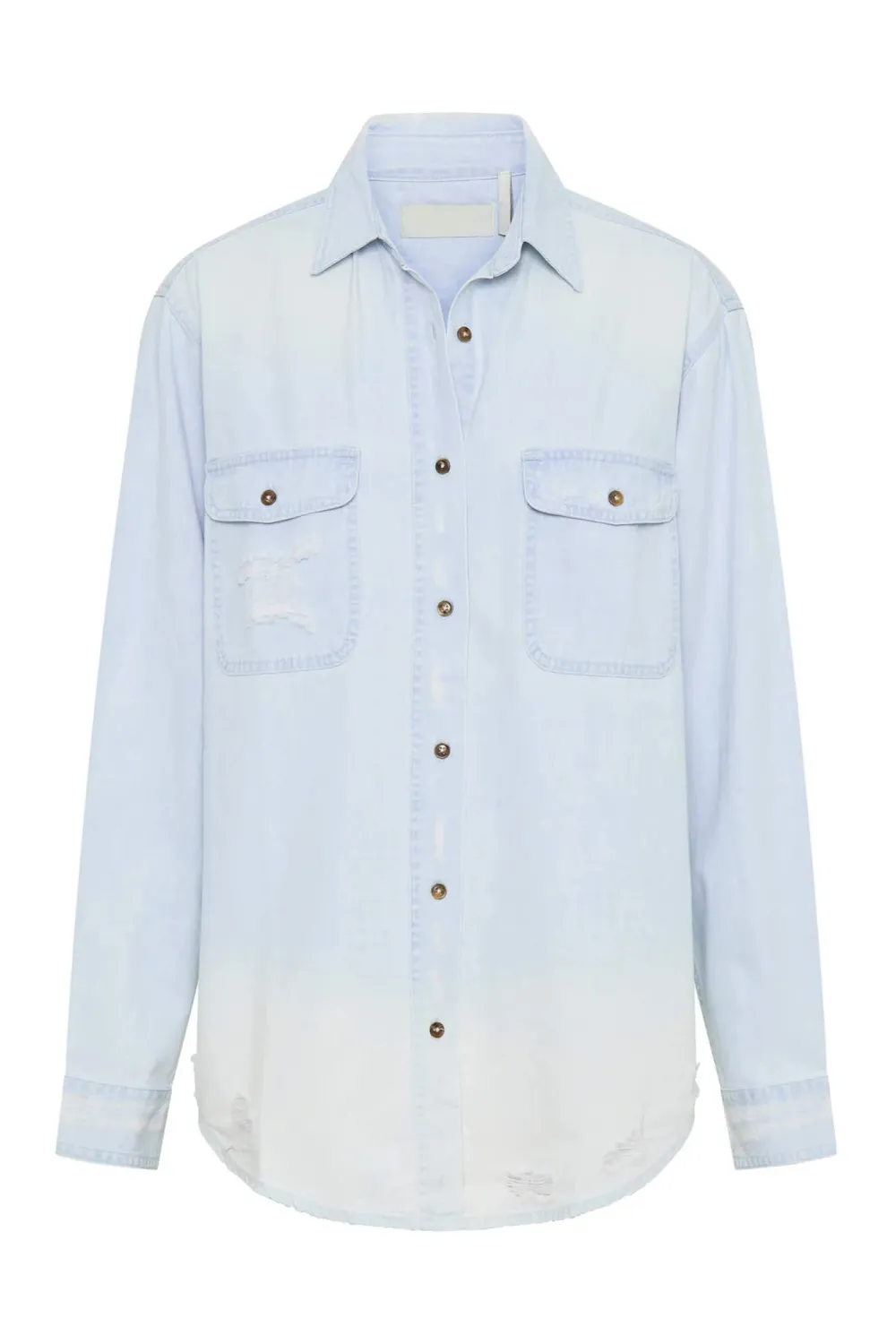 Retro Minimalist Lazy Style Light Blue Long-Sleeved Shirt