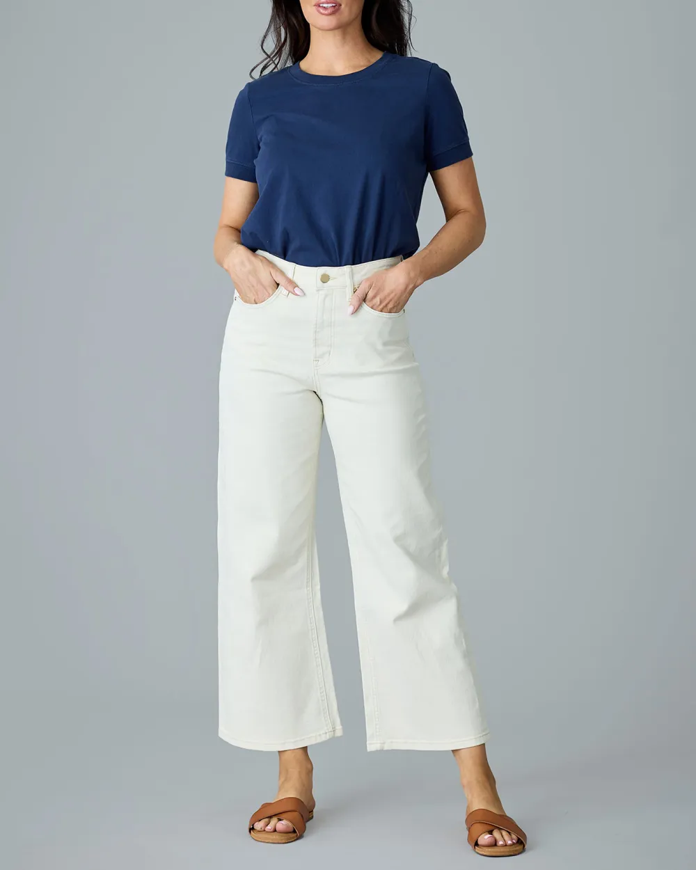 Ecru Wide Leg Jean