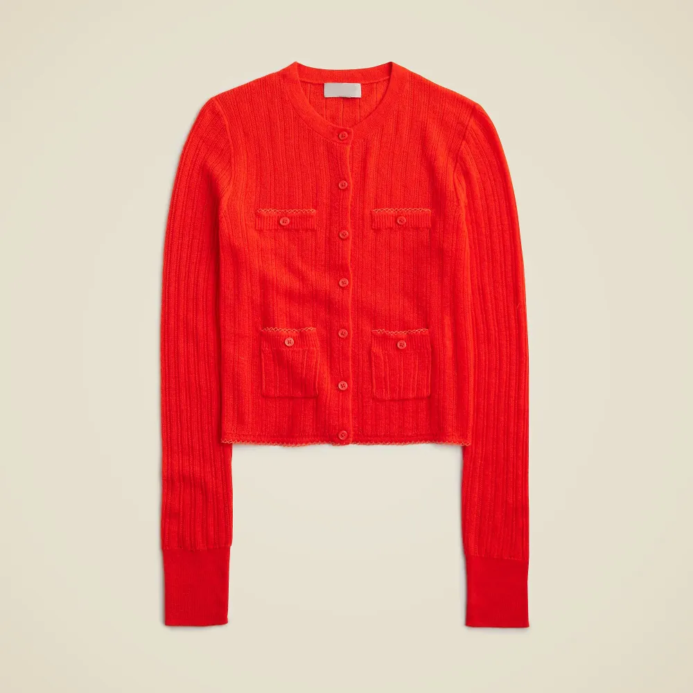 Cashmere Pointelle Shrunken Cardigans