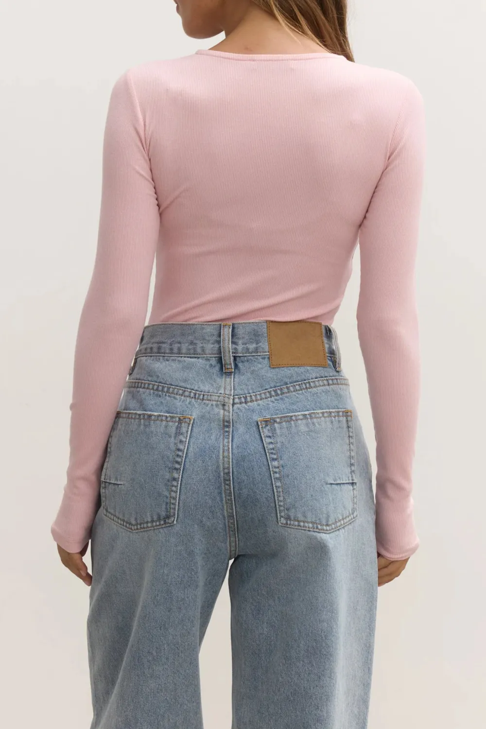 Pink V-neck Comfortable Breathable Bodysuit