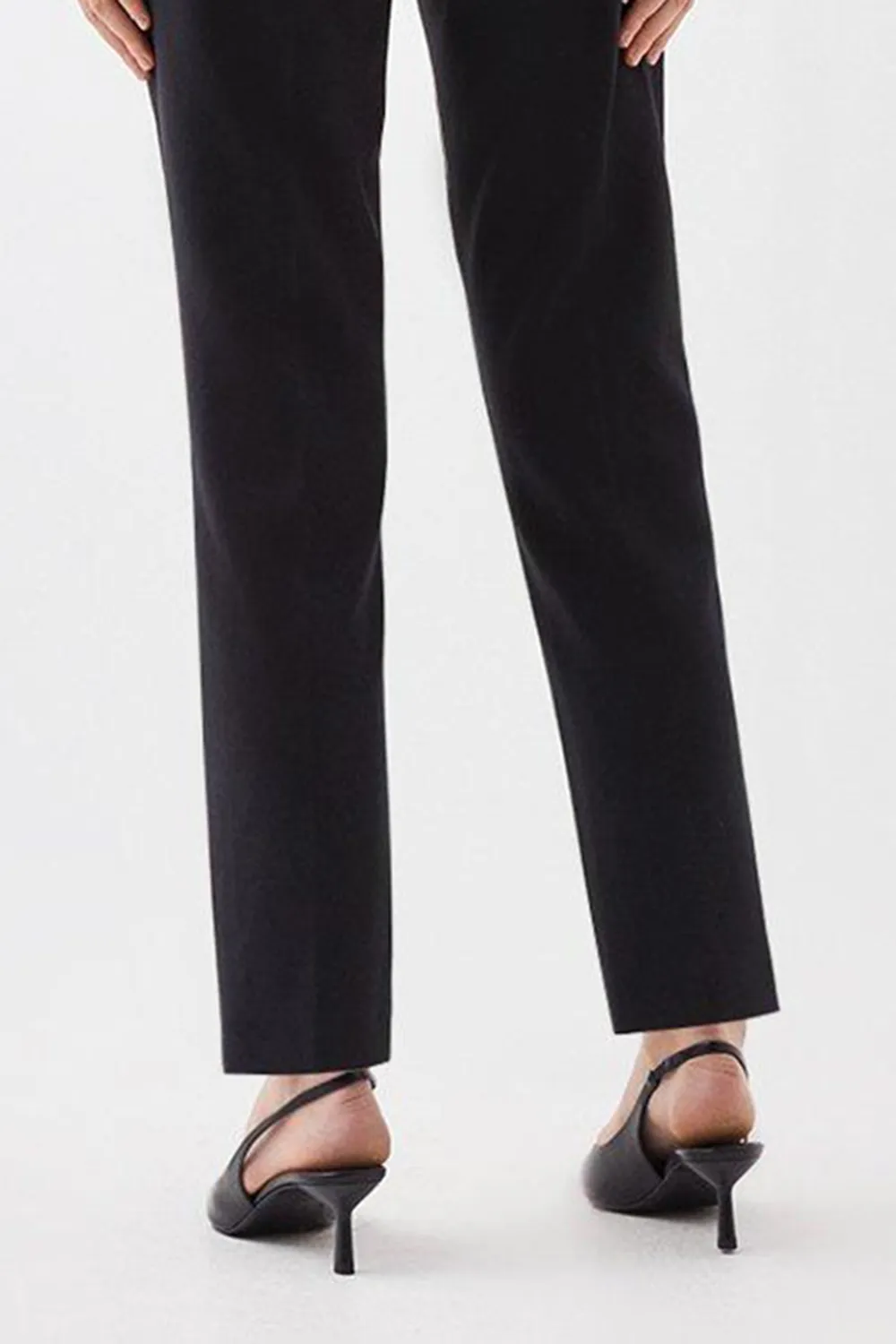 Casual Style Compact Stretch High Waist Tailored Trousers