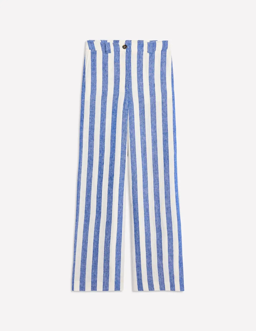 Blue and White Striped Linen Trousers