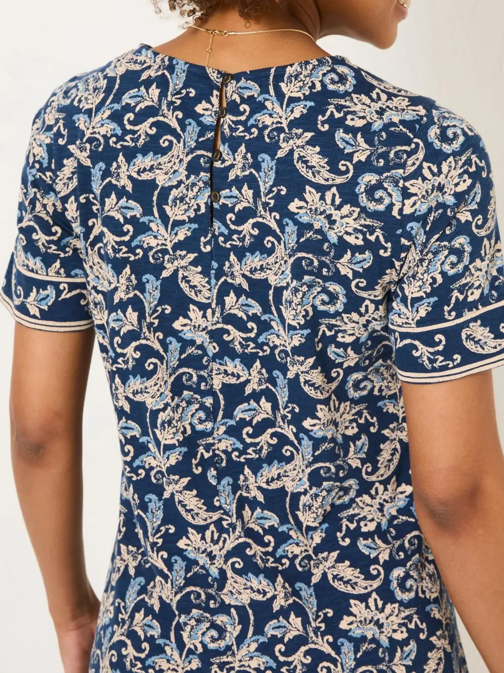 Blue Paisley Short Sleeve Jersey Dress