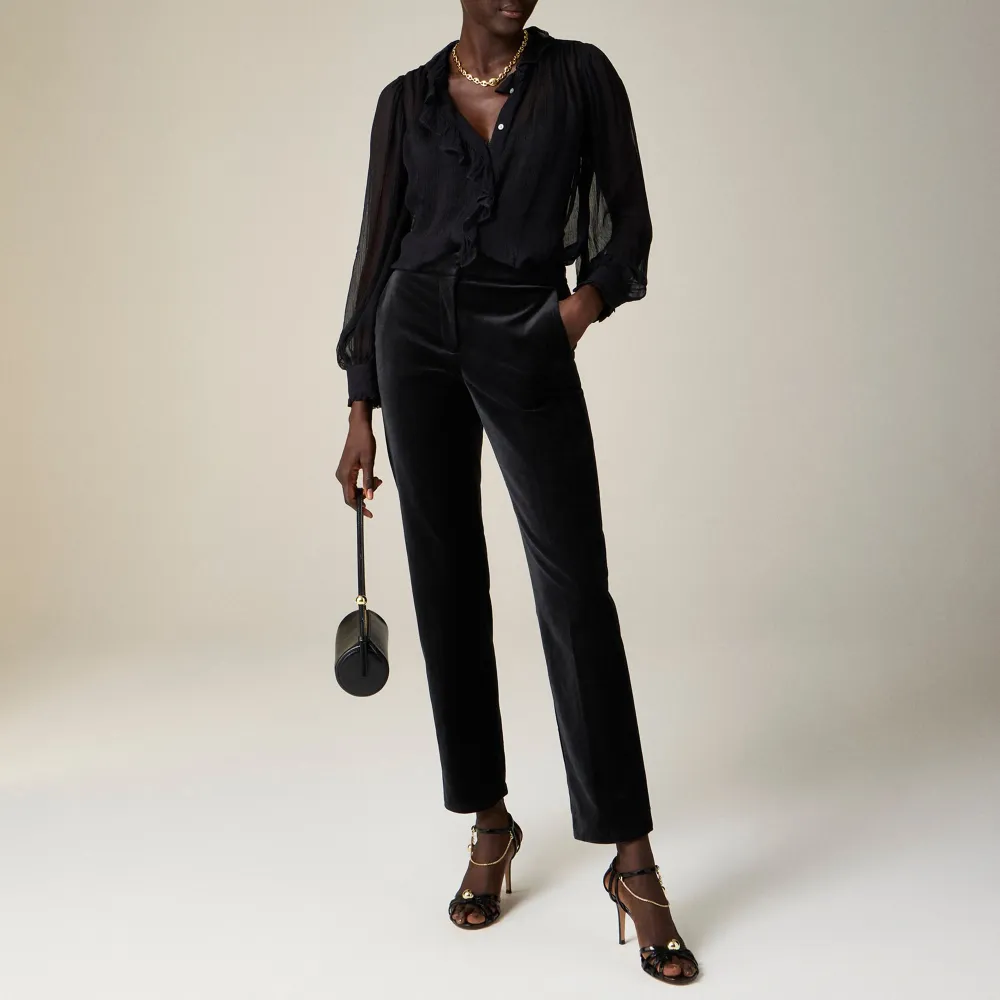 Stretch Cotton Velvet Slim Fit Pants