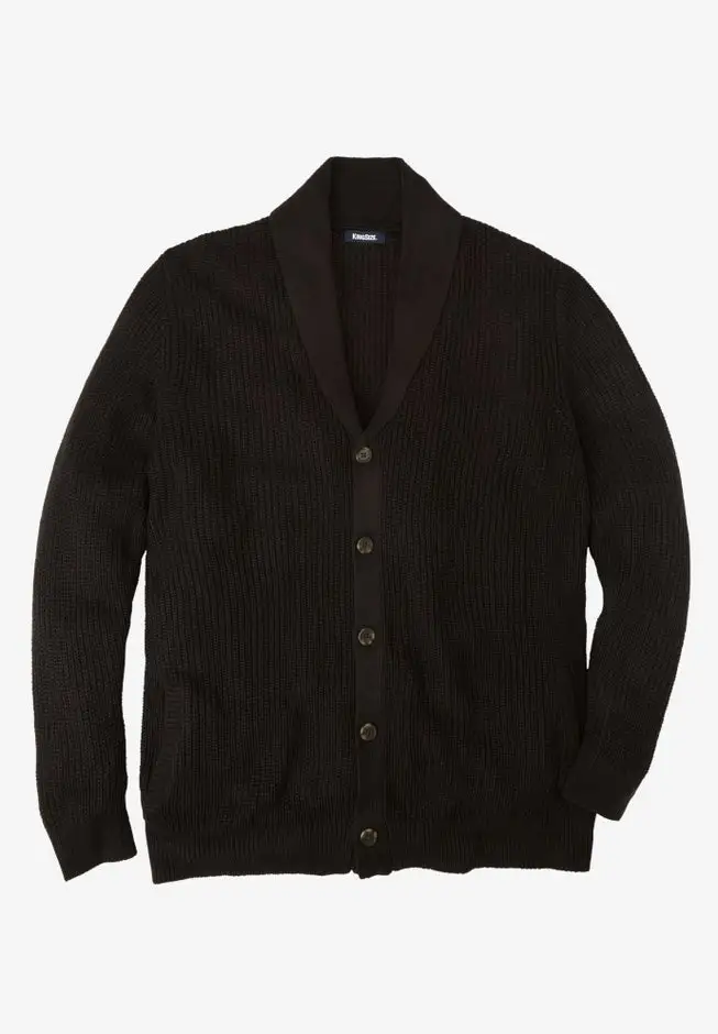Shaker Knit Shawl-Collar Cardigan Sweater