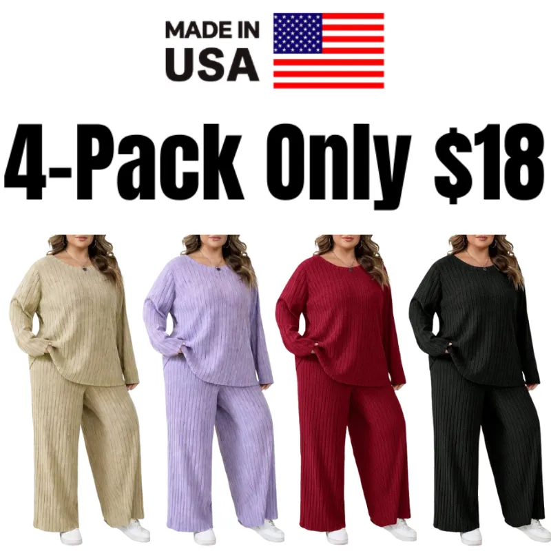 Plus Size Women's Casual Two-Piece T-Shirt & Pants Set