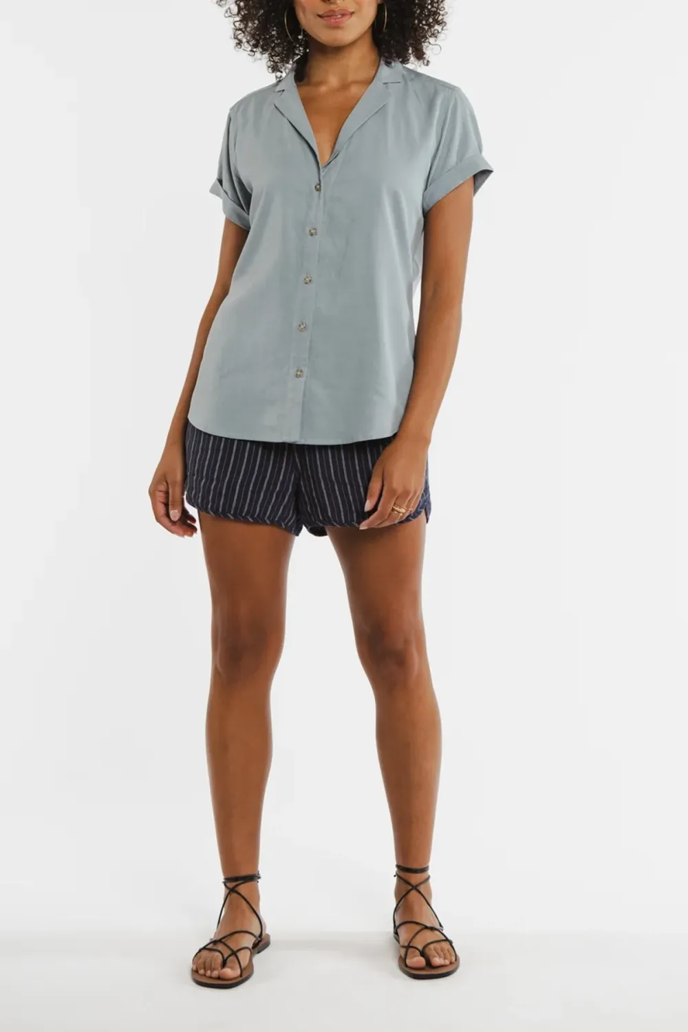 The Button Front Casual Short Sleeve