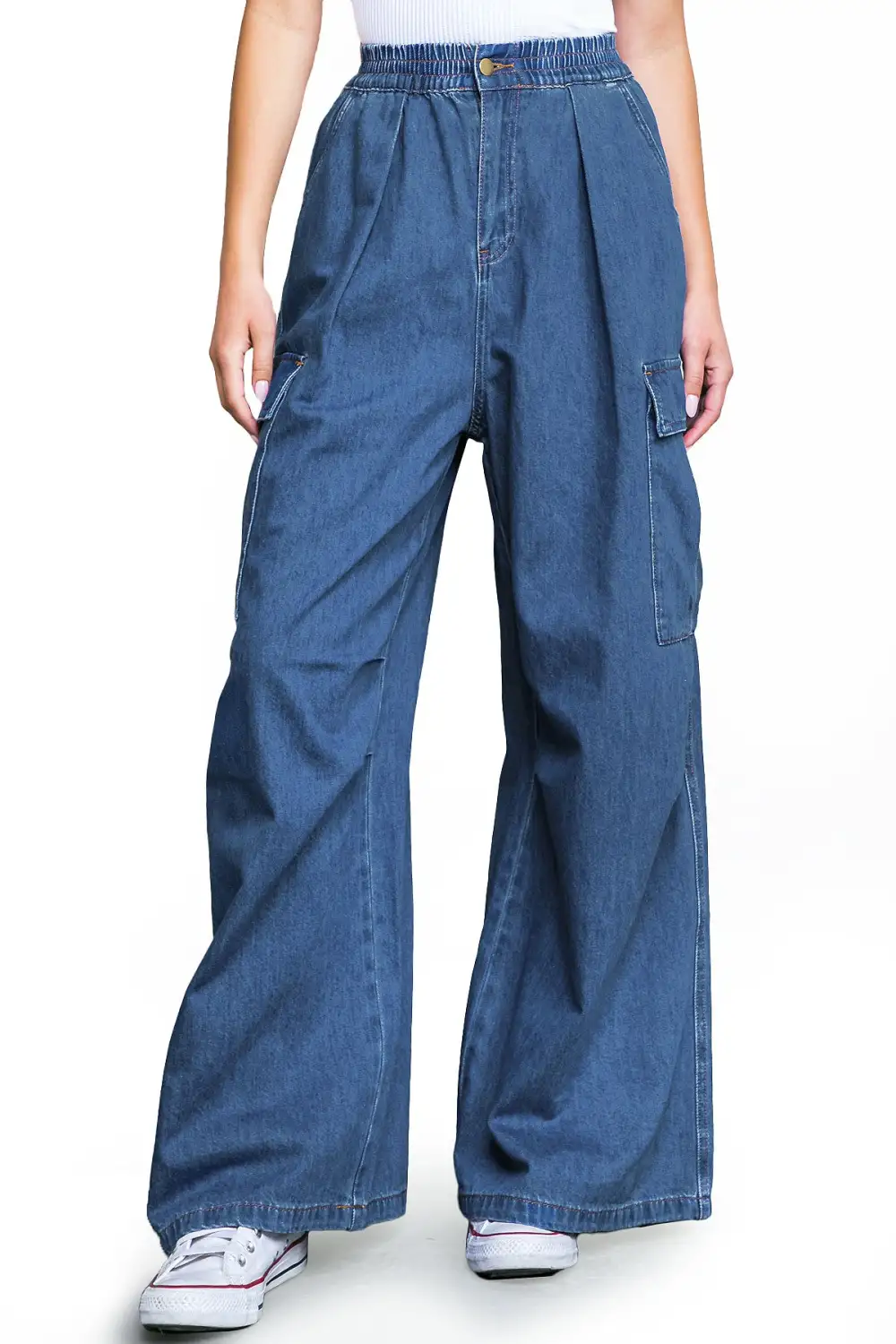 Blue Wide - Leg Cargo Jeans