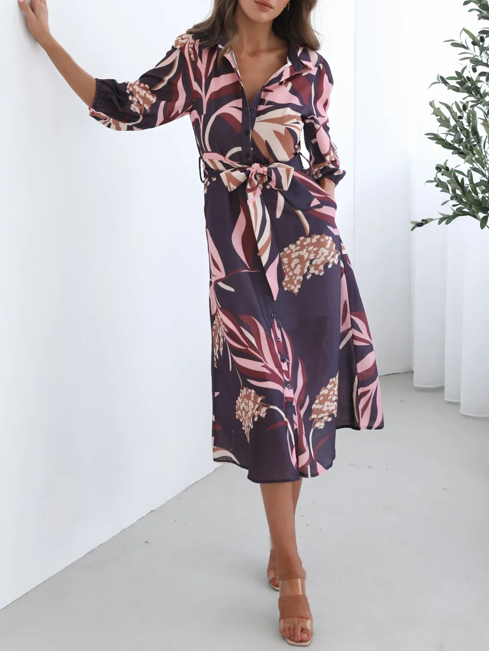 Casual Style Violet Floral Dress